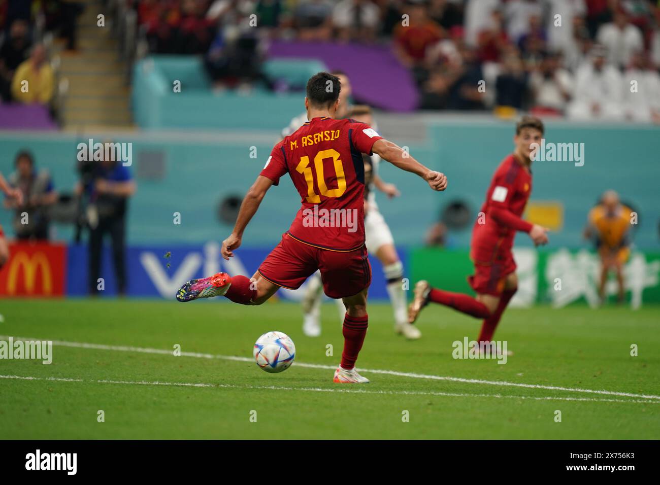 Doha, Katar. 27. november 2022. Marco Asensio während des Spiels zwischen Spanien und Deutschland, Gruppe E, FIFA Fussball-Weltmeisterschaft Katar 2022. Stockfoto