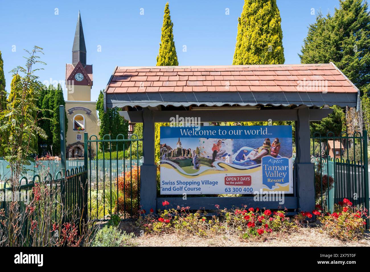 Tamar Valley Resort im Schweizer Stil in Grindelwald, Tasmanien Stockfoto