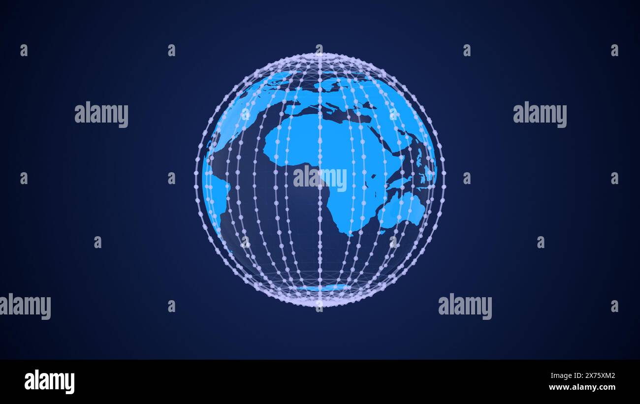 Rotierende Erde mit Konnektivitätskugel Stockfoto