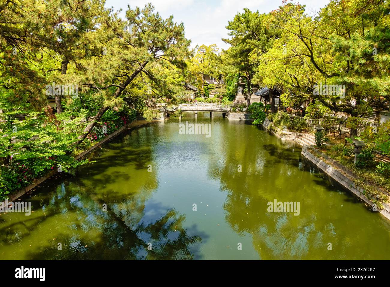 Landschaft des Sumiyoshi Taisha Schreins in Osaka, Japan Stockfoto