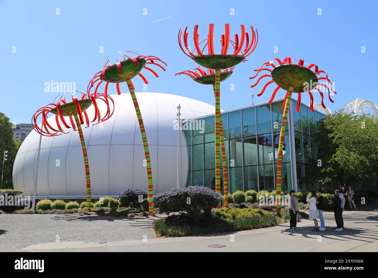 Pacific Science Center, Seattle Center, Harrison Street, Seattle, Elliott Bay, Puget Sound, Washington State, USA, Golf von Alaska, Nordamerika Stockfoto