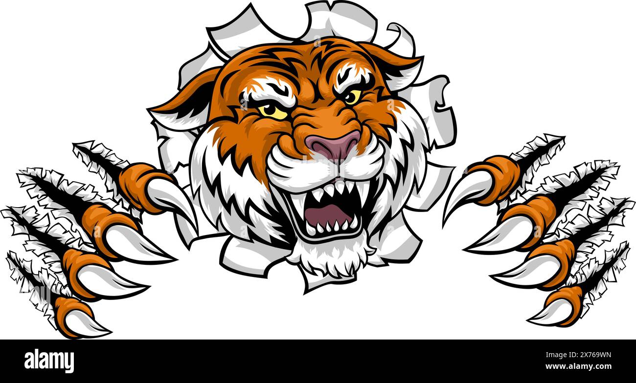 Cartoon-Maskottchen Des Tiger Animal Sports Teams Stock Vektor