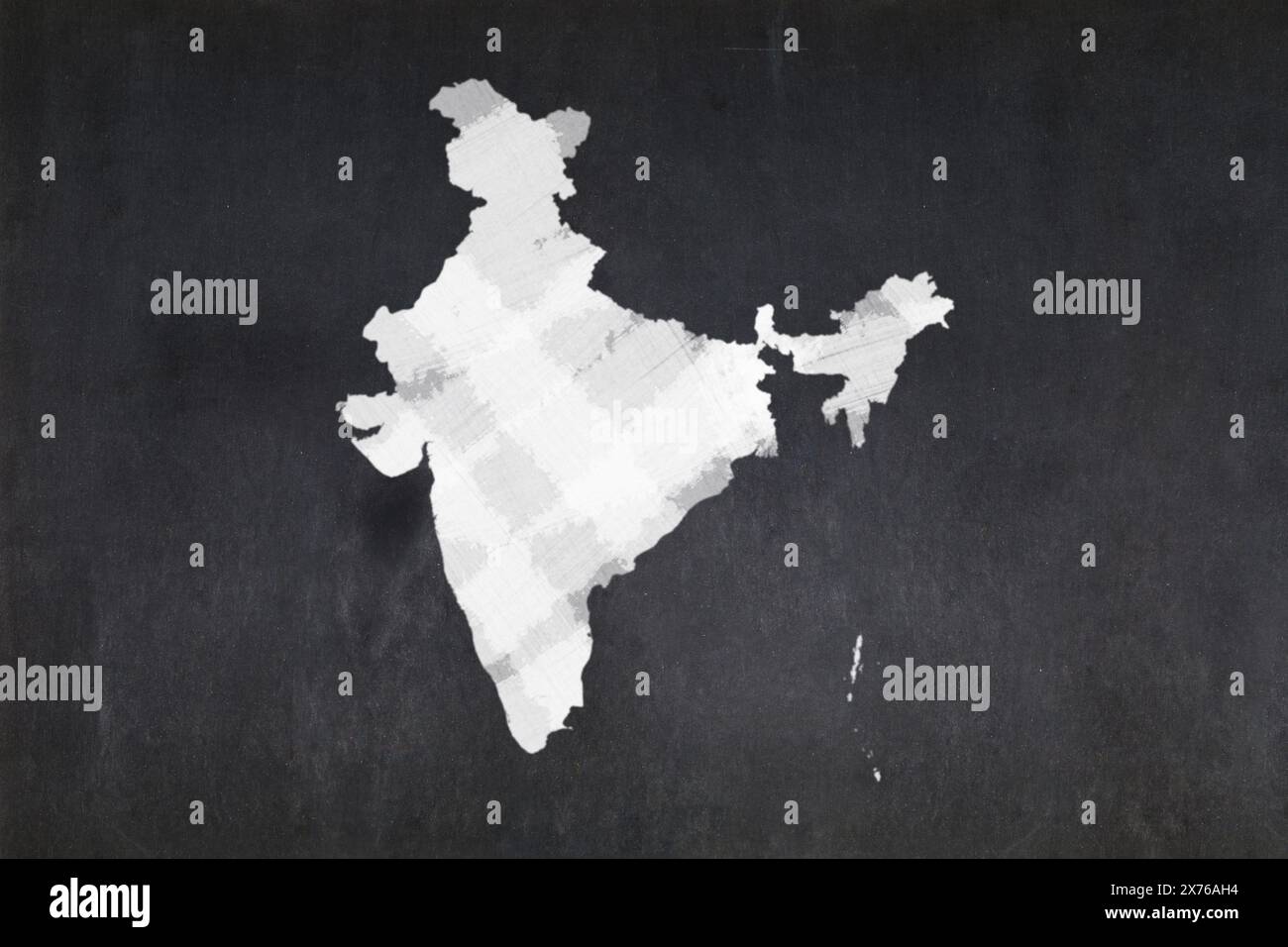 Tafel mit einer Karte von Indien in der Mitte. Stockfoto