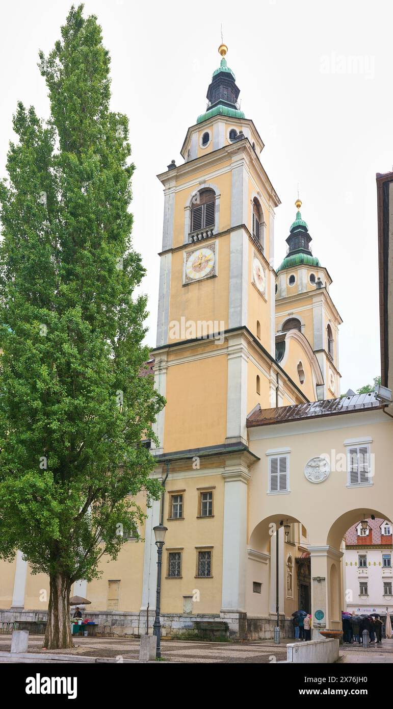 Kathedrale St. Nikolaus, Ljubljana, Slowenien. Stockfoto