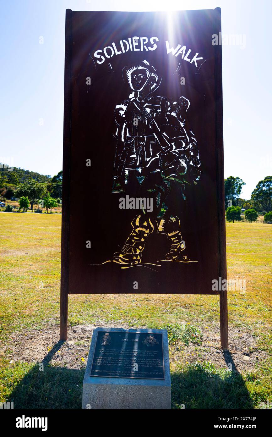 Die Soldaten gehen gravieren, Cornwall, Tasmanien Stockfoto