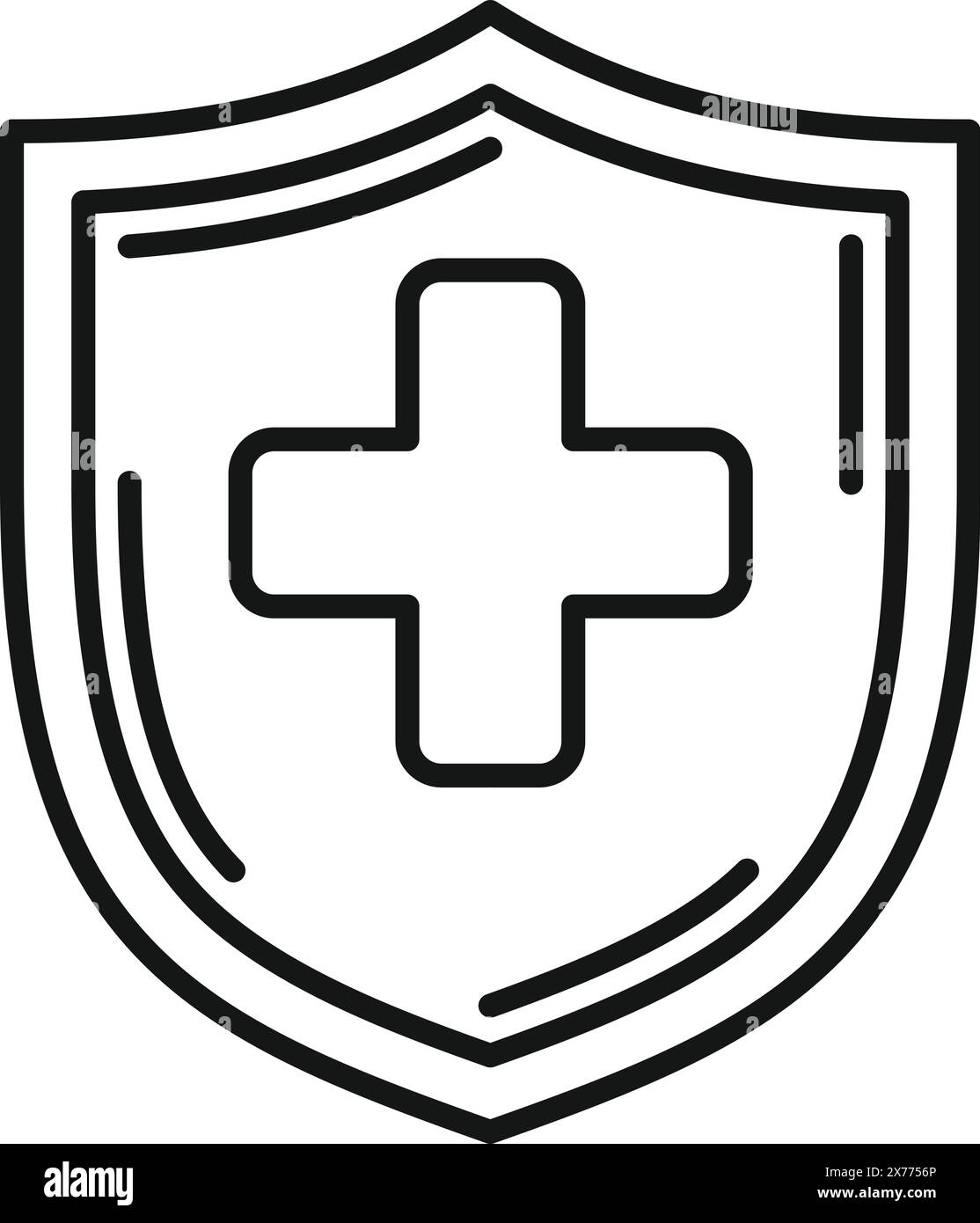Gesundheitsschutz Schild Symbol mit medizinischem Kreuz und Sicherheitssymbol Umrandung in Vektor Gesundheitssicherheit Design Emblem für öffentliche Vorsorge Versicherung Wache und Wellness Stock Vektor