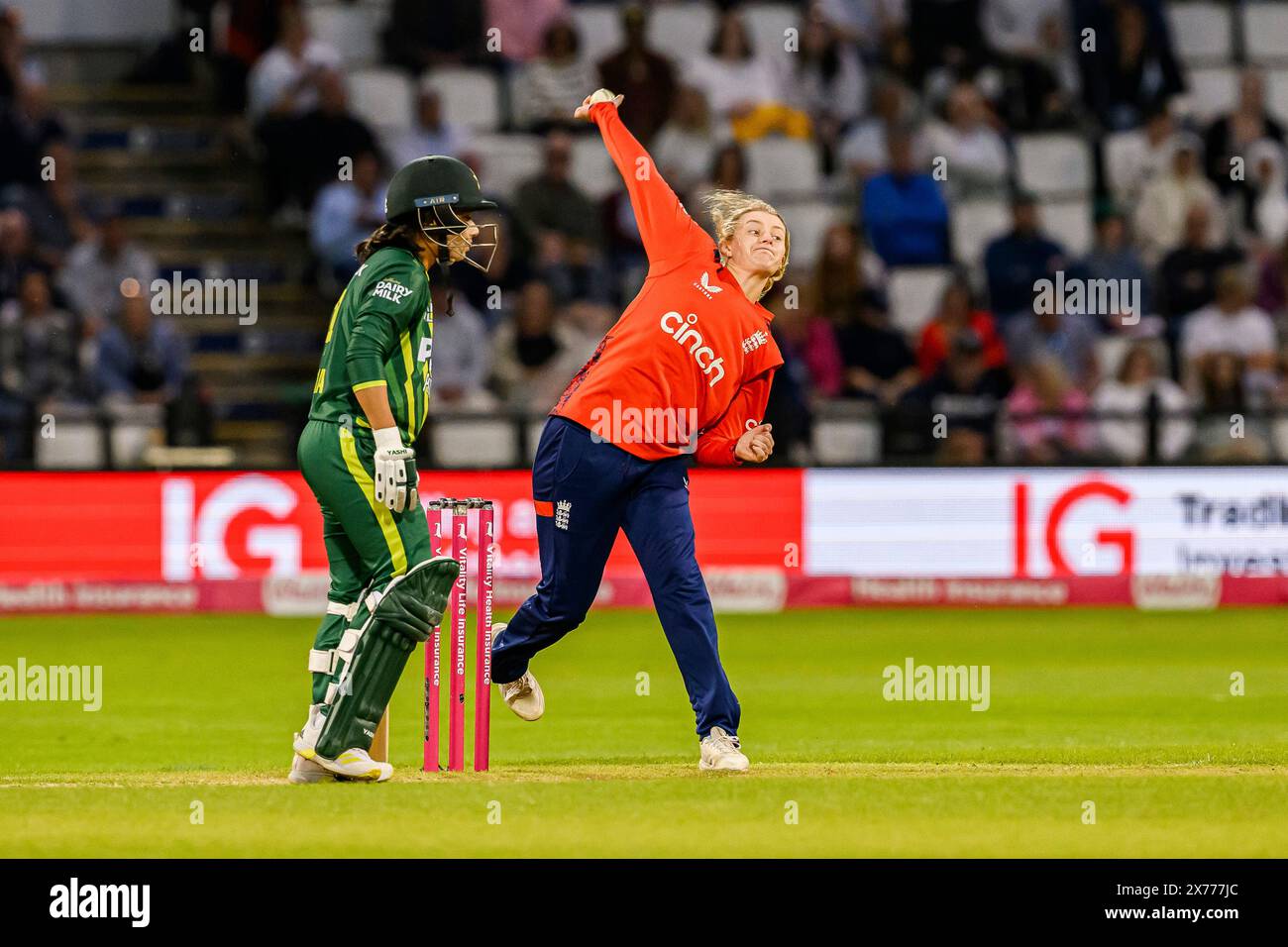 NORTHAMPTON, VEREINIGTES KÖNIGREICH. Mai 2024. Während England Women gegen Pakistan Women - 2nd Vitality IT20 am Freitag, den 17. Mai 2024 in NORTHAMPTON ENGLAND. Quelle: Taka Wu/Alamy Live News Stockfoto