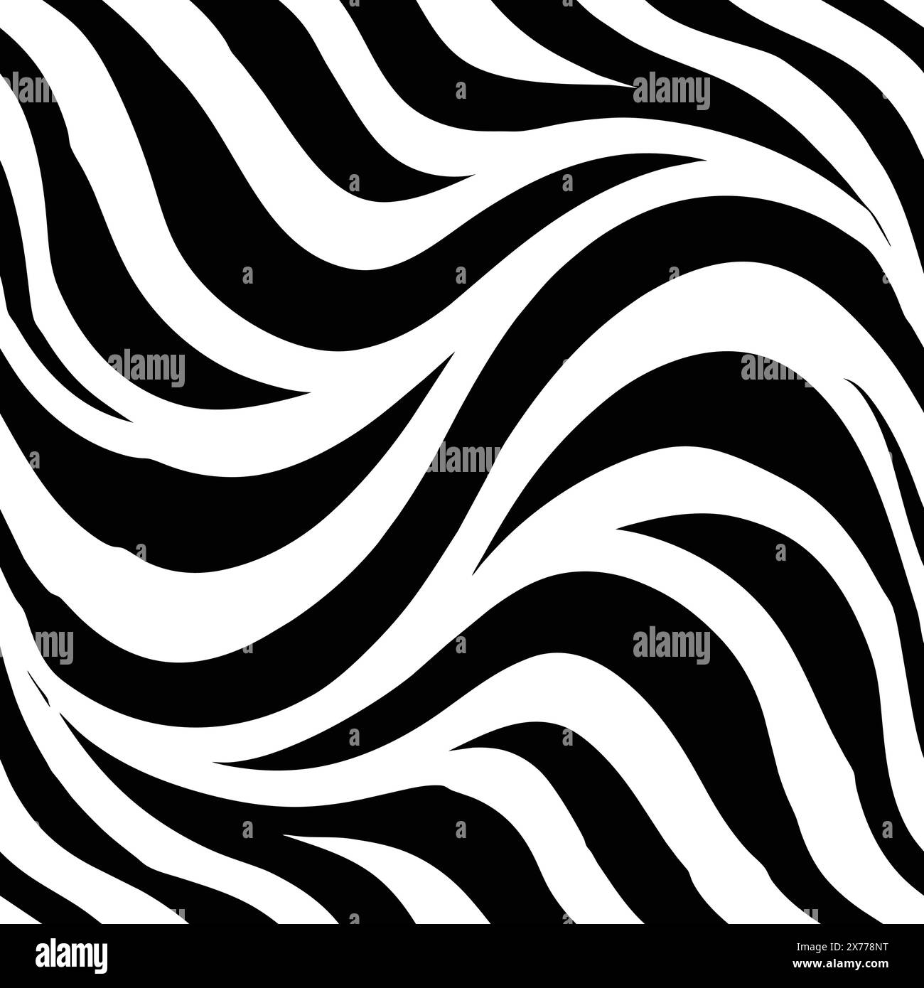 Ein Zebramuster mit schwarz-weißen Streifen. Das Muster ist sehr kompliziert und hat viele Details. Die Streifen sind sehr dicht beieinander, Creati Stock Vektor