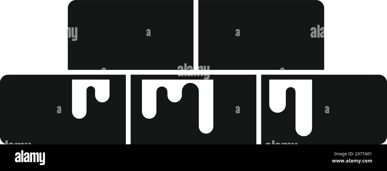 Schwarze Silhouette von schmelzenden Eisblöcken, die den Klimawandel und die globale Erwärmung darstellen Stock Vektor