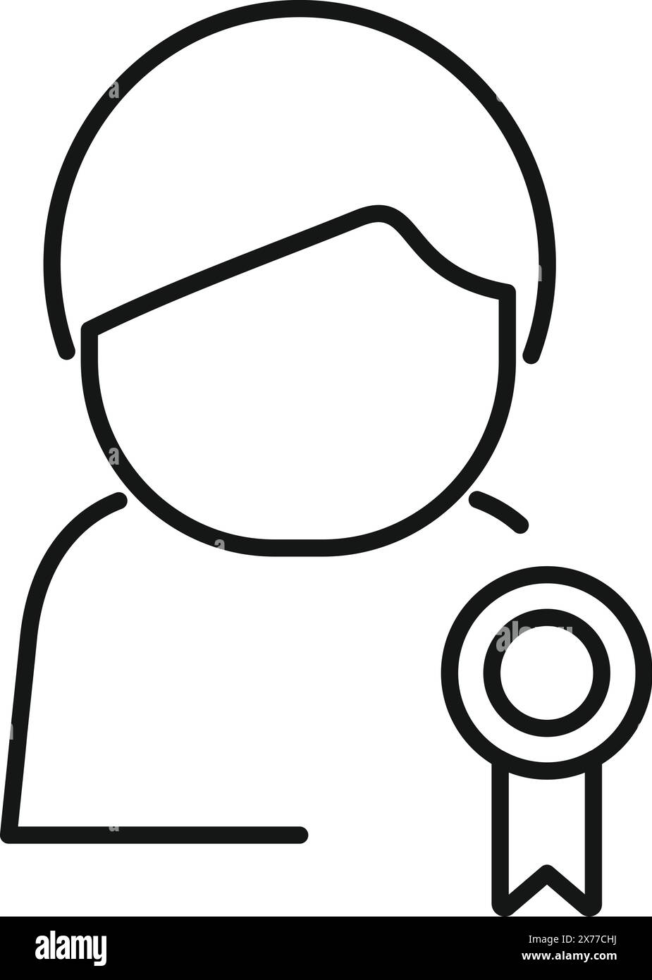 Ein Symbol für den Umriss eines Schülers mit einer Abschlusskappe und einem Diplom, das die Leistung symbolisiert Stock Vektor