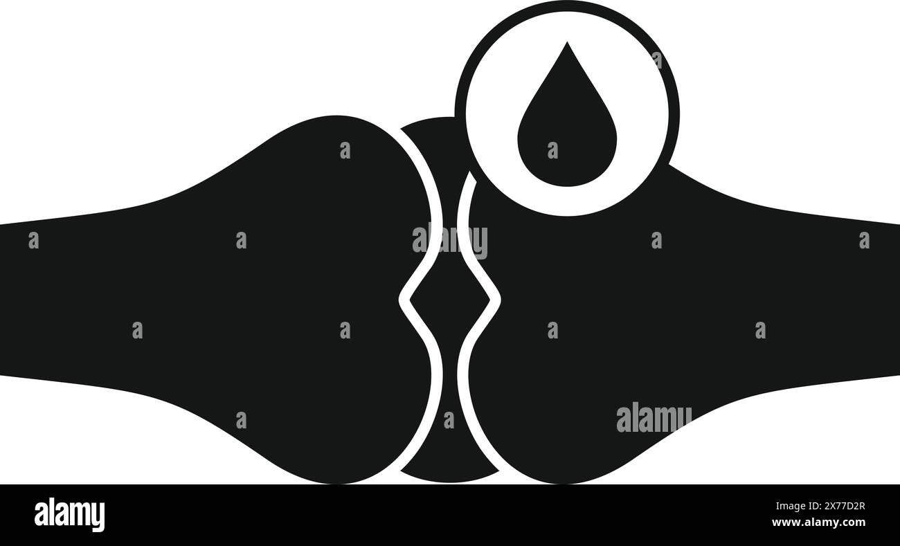 Grafik, die zwei Hände zeigt, die einen Wassertropfen sparen, symbolisiert Wassereinsparung und Umweltschutz Stock Vektor