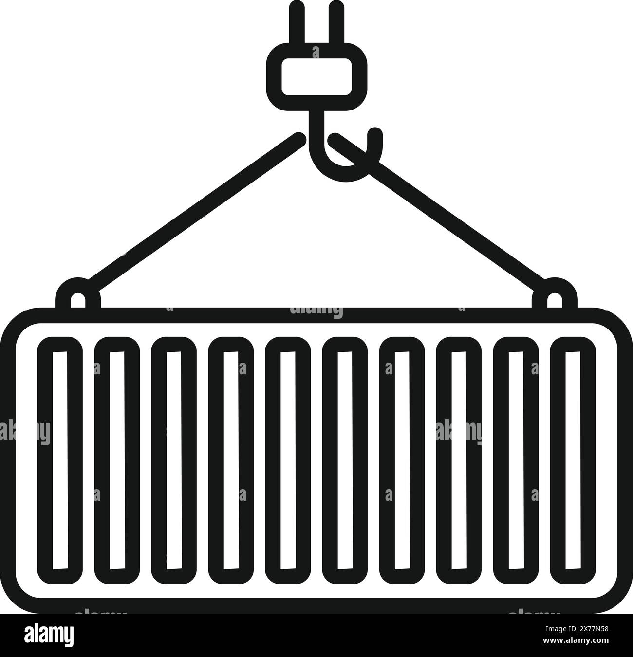 Schwarz-weißes Container Ladekran Symbol in einfacher flacher Ausführung für Versand- und Logistikindustrie Vektorillustration Stock Vektor