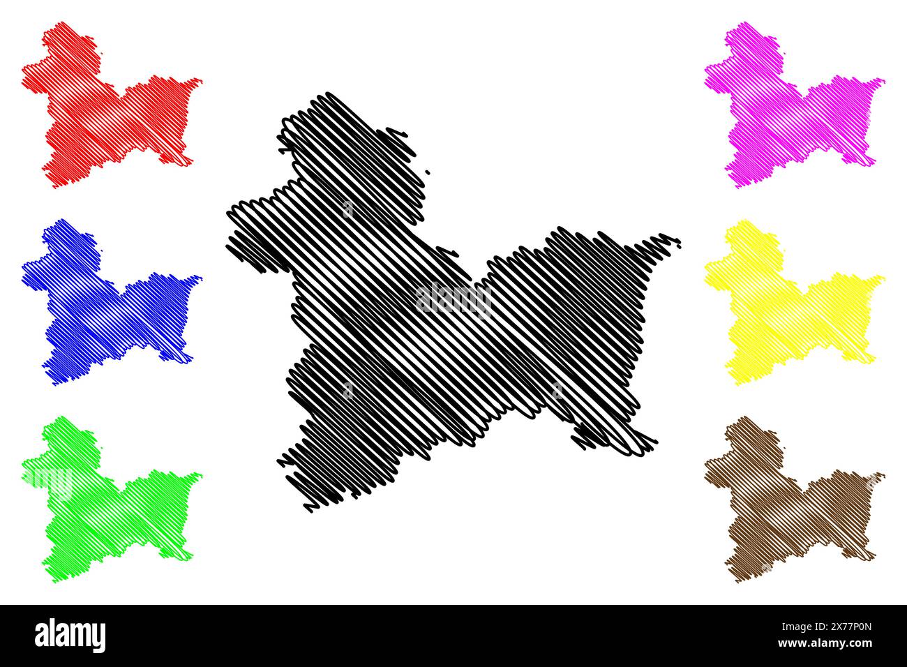 Bezirk Linz-Land (Republik Österreich oder Österreich, Oberösterreich oder Oberösterreich) Kartenvektordarstellung, Scribble Sketch Bezirk Linz Lan Stock Vektor