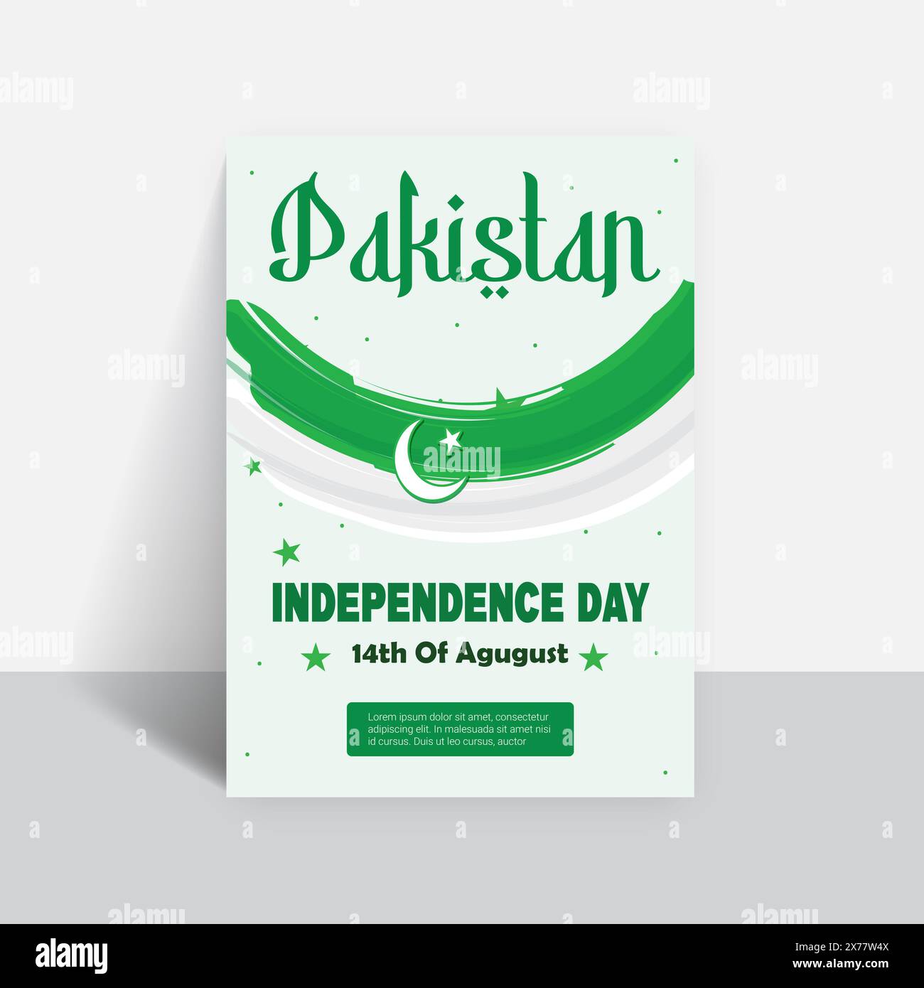 Alles Gute zum 14. August Pakistanischer Unabhängigkeitstag Flyer Template Design Stock Vektor