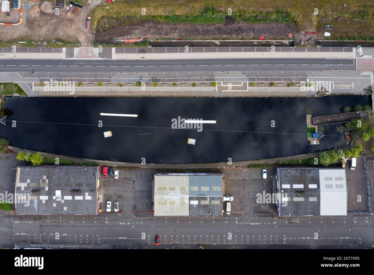 Port Dundas Wassersportloch aus der Vogelperspektive in Glasgow Stockfoto