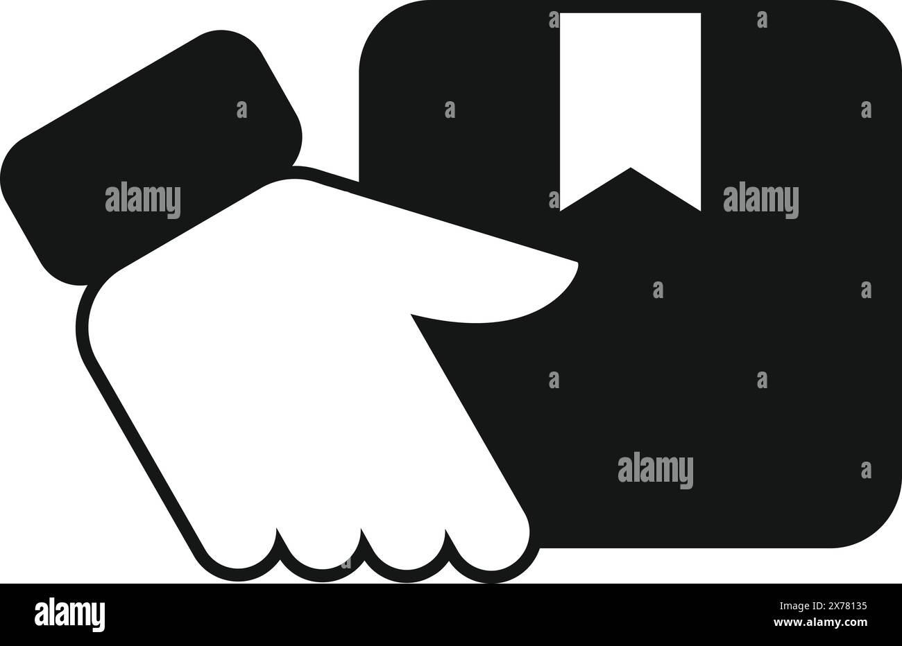 Schwarz-weiß-Vektor-Illustration eines Handschlags, der Zusammenarbeit, Geschäfte und Allianzen repräsentiert Stock Vektor