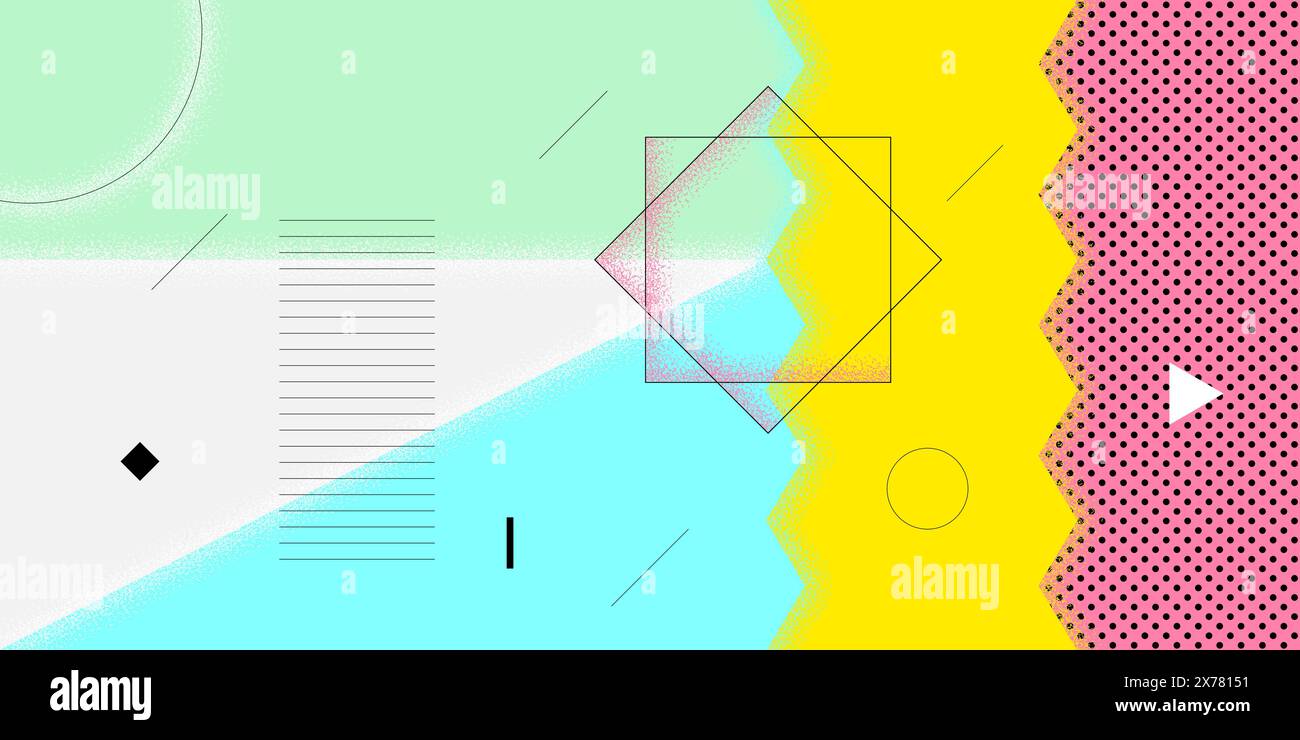 Abstraktes horizontales Banner im Retro-Look mit minimalem Sommerbrutalismus. Schweizer ästhetische brutale geometrische Sonne. Sommerurlaub bauhausfiguren mit grafischem Design. Moderne moderne, minimalistische Kunstwerke der Saison Stock Vektor