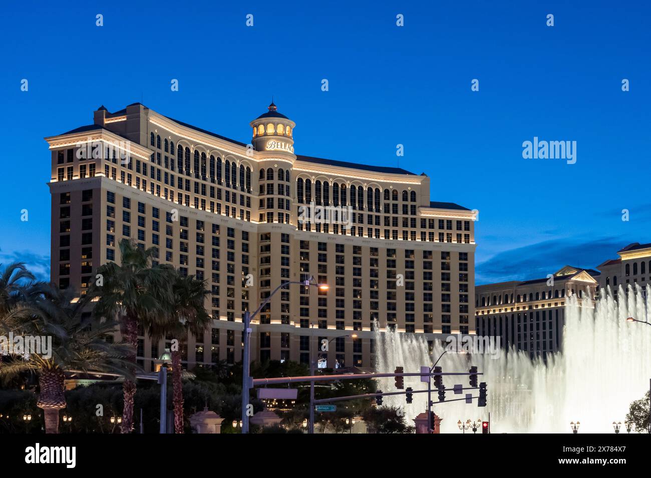 Bellagio Fountains in the Night in Las Vegas, NV, USA. Stockfoto