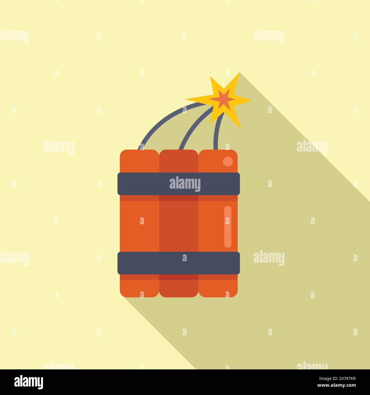 Flache Darstellung von roten Dynamit-Stielen mit einer beleuchteten Sicherung, die Gefahr oder Explosion symbolisieren Stock Vektor