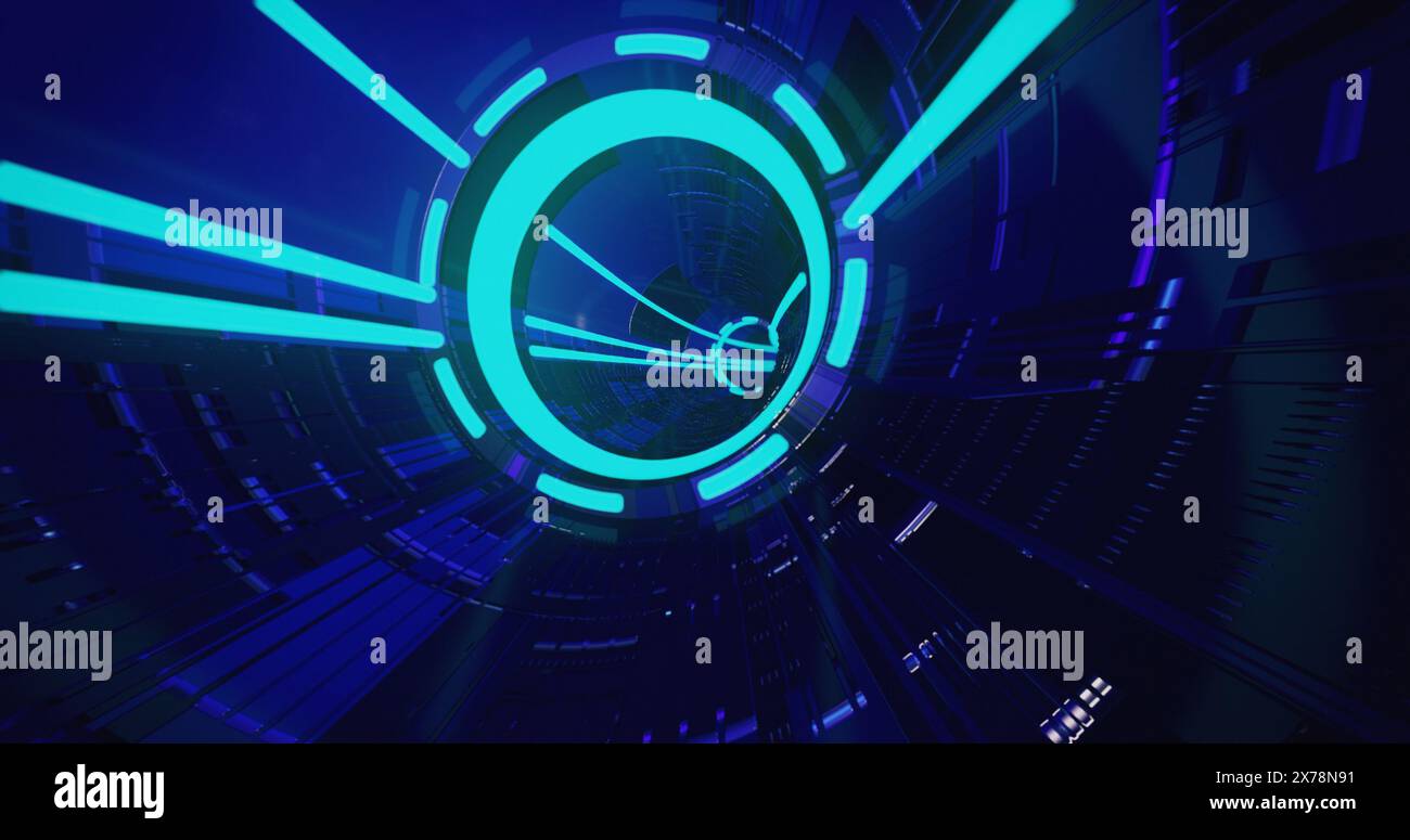 Futuristischer Neontunnel. 3D-Rendering Stockfoto