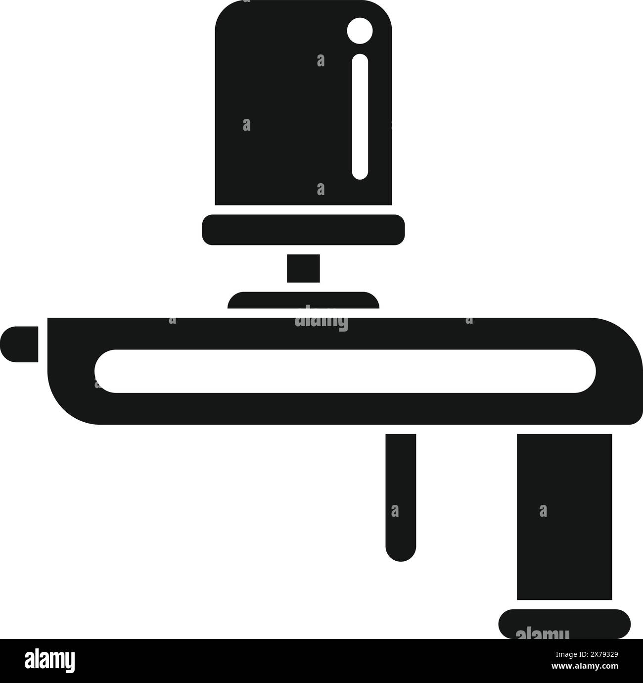 Die schwarze Silhouette eines modernen Büroschreibtisches und verstellbaren Stuhls ist ikonisch Stock Vektor