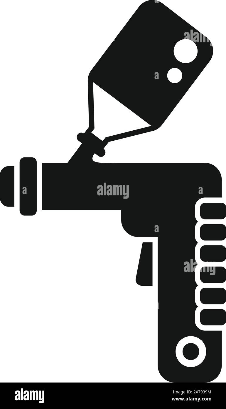 Vektorgrafik-Illustration einer Farbspritzpistole im auffälligen schwarzen Silhouettenstil Stock Vektor