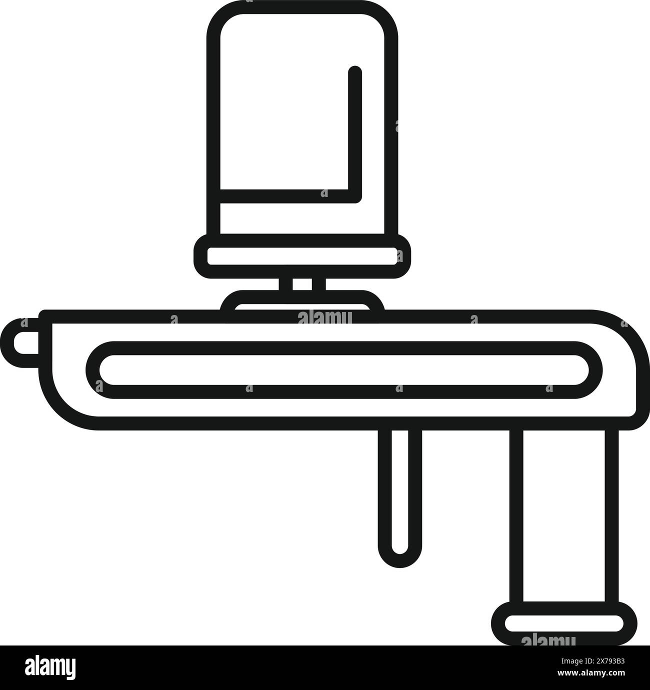 Line Icon eines modernen Bürostuhls mit angeschlossenem Schreibtisch, perfekt für Business-Grafiken Stock Vektor