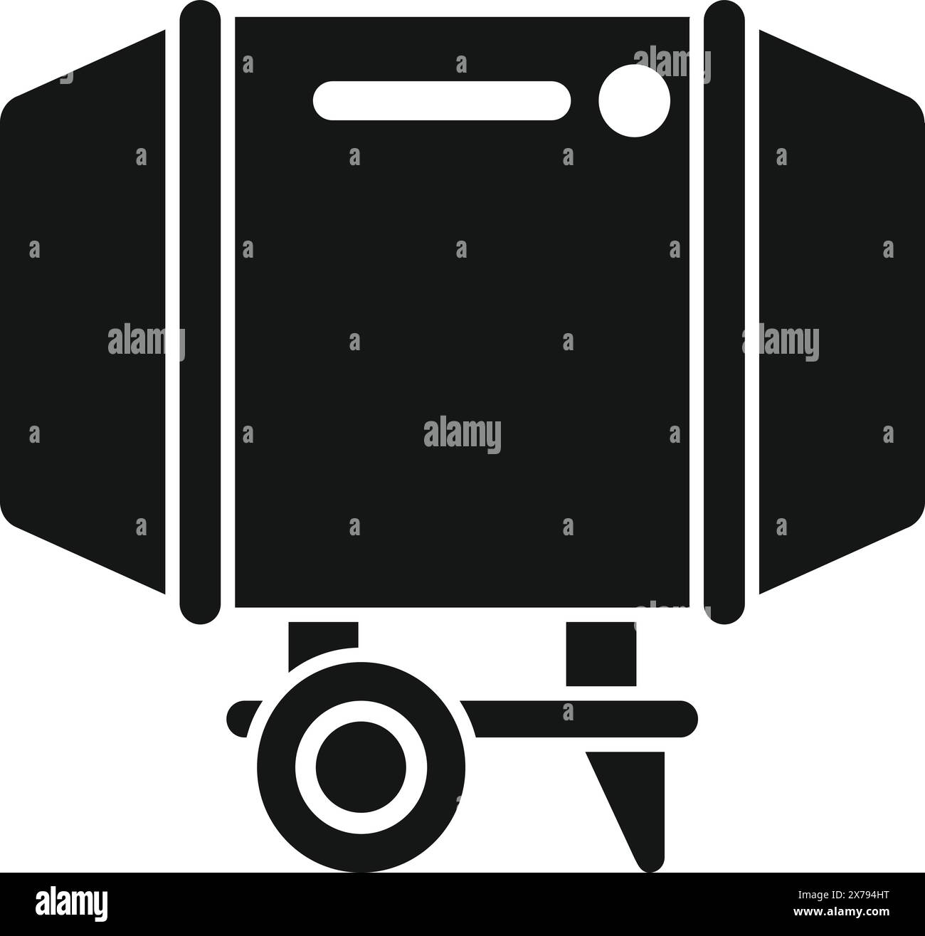 Vintage-Studiokamera-Symbol für Fotografie und Illustration in großformatigem Grafikdesign mit schwarz-weißer Retro-Silhouette Stock Vektor