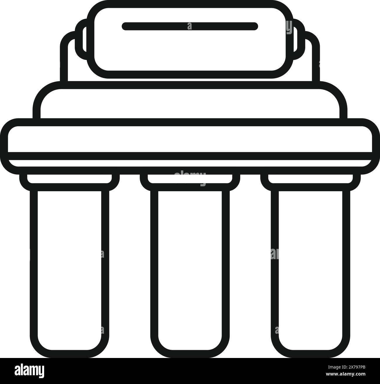 Vektorabbildung eines vereinfachten Strichkunstsymbols, das klassische griechische oder römische architektonische Säulen darstellt Stock Vektor