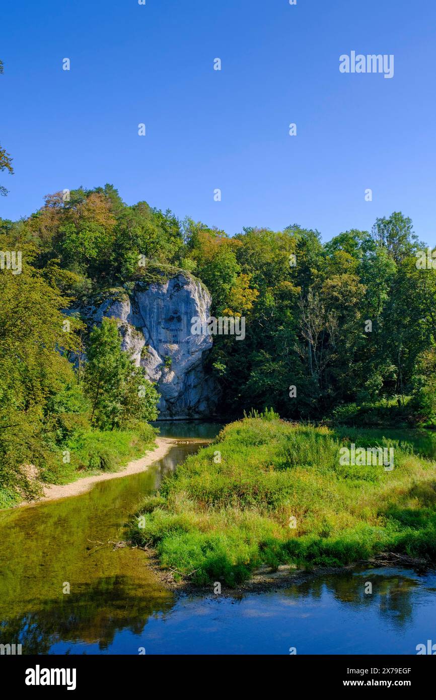 Amalienfelsen an der Donau, Fürstlicher Park Inzigkofen bei Sigmaringen, Oberes Donautal, Baden-Württemberg, Deutschland Stockfoto