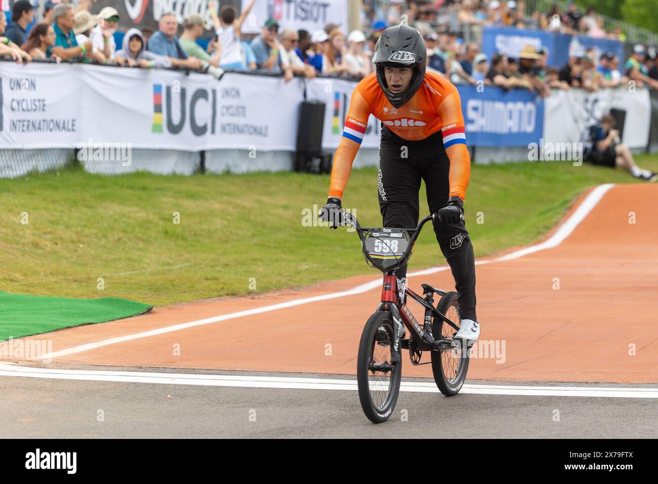 Rock Hill, Usa. Mai 2024. ROCK HILL, USA – 18. MAI: Brian van Eeuwijk aus den Niederlanden während der BMX Racing World Championships 2024 auf dem Rock Hill BMX Supercross Track am 18. Mai 2024 in Rock Hill, USA. (Foto: Nico van Dartel/BSR Agency) Credit: BSR Agency/Alamy Live News Stockfoto