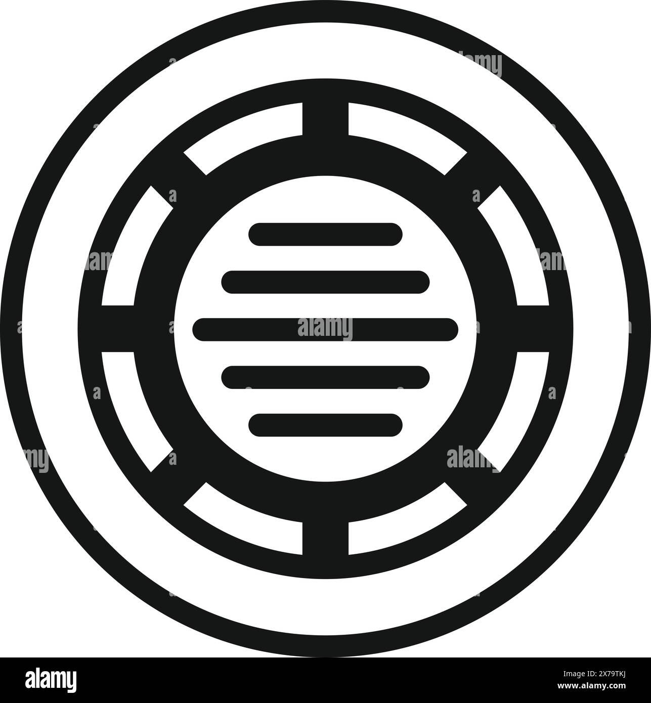 Schwarz-weiße Grafik eines kreisrunden Labyrinths mit schlichtem, modernem Design Stock Vektor