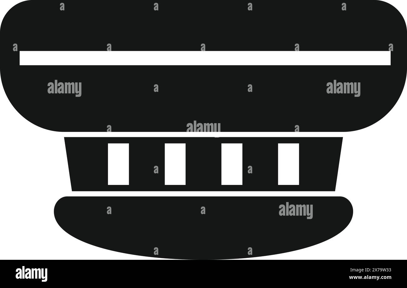 Ein minimalistisches Design einer Detektivmütze in auffälliger Schwarz-weiß-Grafik Stock Vektor