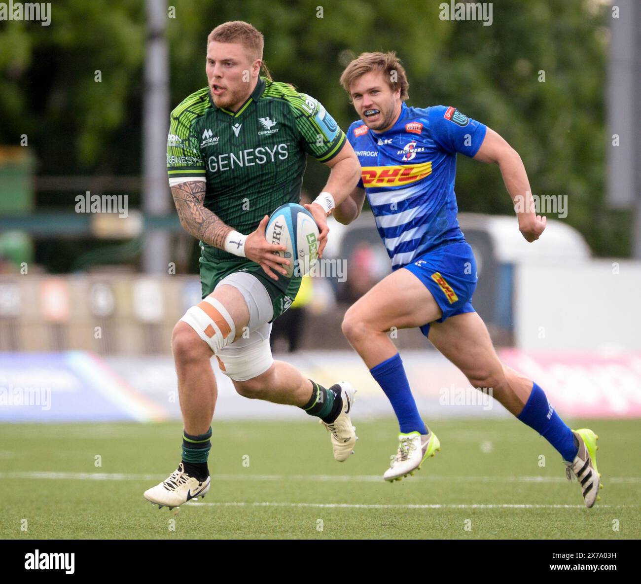 Galway, Irland. Mai 2024. Sean Jansen von Connacht während der ersten Hälfte des Spiels in der Runde 17 der BKT United Rugby Championship zwischen Connacht und DHL Stormers im Dexcom Stadium in Galway Credit: Don Soules/Alamy Live News Stockfoto