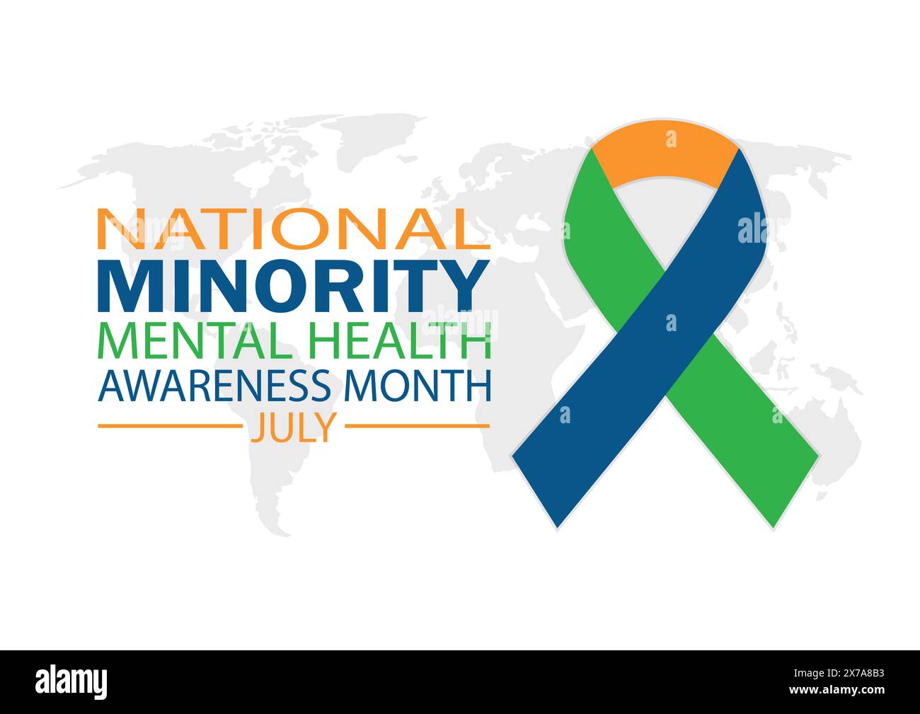 National Minority Mental Health Awareness Month Juli Hintergrundbild mit Formen und Typografie, Banner, Karte, Poster, Vorlage. Stock Vektor
