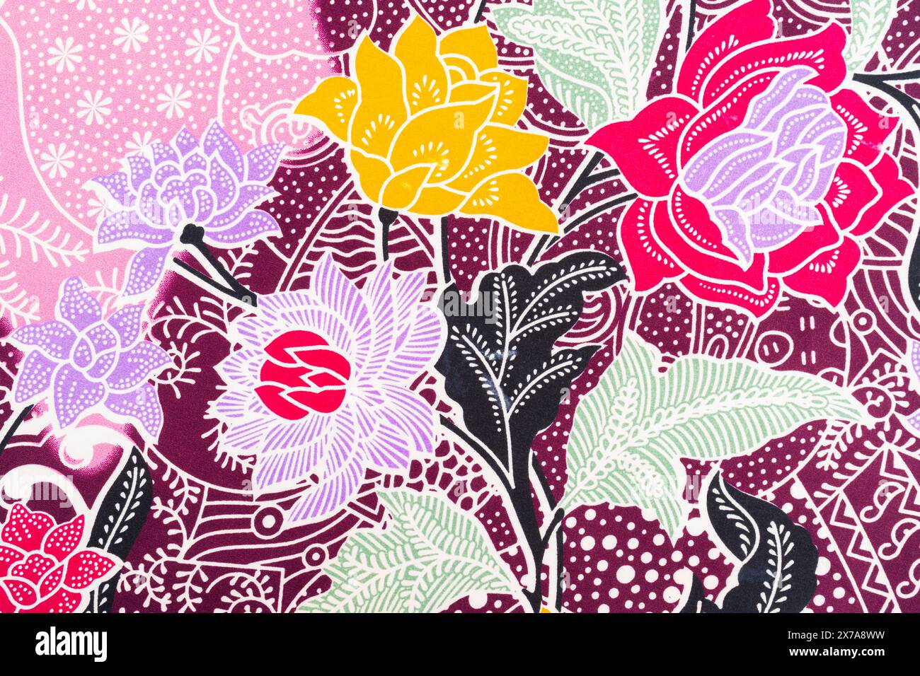detaillierte Muster von Indonesien Batik Tuch Stockfoto