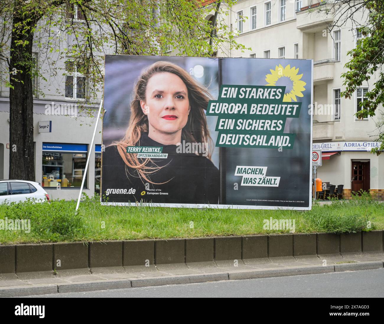 Terry Reintke, die Grünen, Wahlplakat zur Europawahl 2024, Berlin, Deutschland Stockfoto