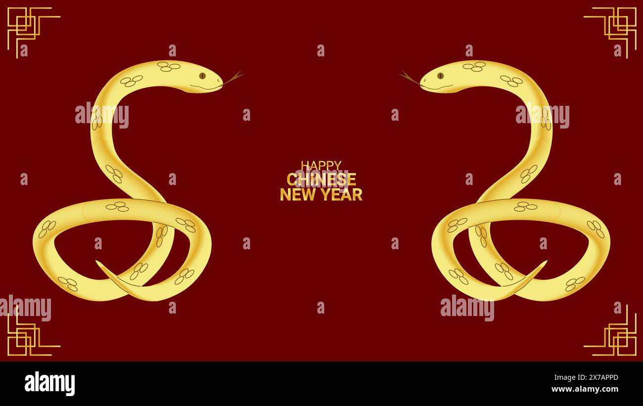 Jahr der Schlange. Glückliches Chinesisches Silvester 2025. Mondkalender. Bannervorlage Postkartenposter Webdesign. Vektorabbildung Stock Vektor