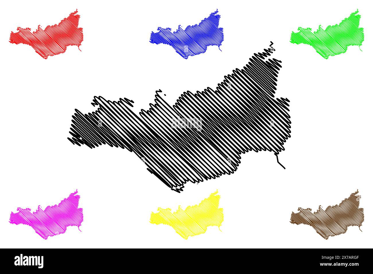 Bezirk Perg (Republik Österreich oder Österreich, Oberösterreich oder Oberösterreich) Karte Vektordarstellung, Scribble Sketch Bezirk Perg Karte Stock Vektor