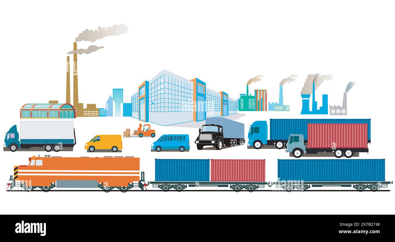 Spedition, Transport per LKW, Abbildung Stock Vektor