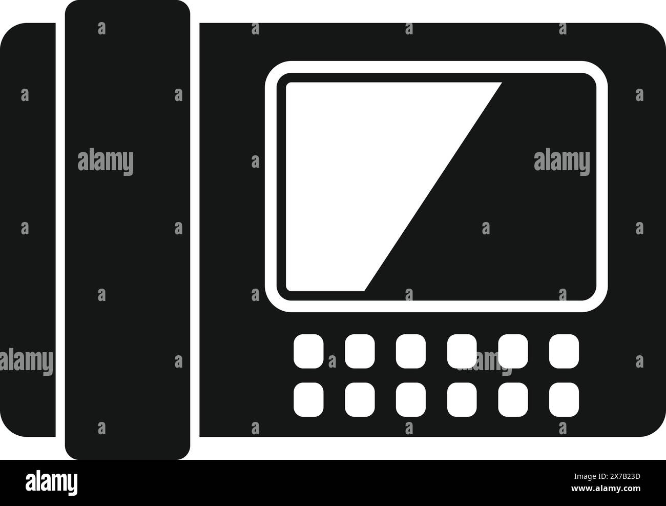 Vintage tragbare TV-Ikone in Schwarz-weiß, Illustration des Retro-fernsehens, klassisches elektronisches Gerät mit minimalistischem Design, repräsentiert Unterhaltungs- und Sendetechnik des 20. Jahrhunderts Stock Vektor
