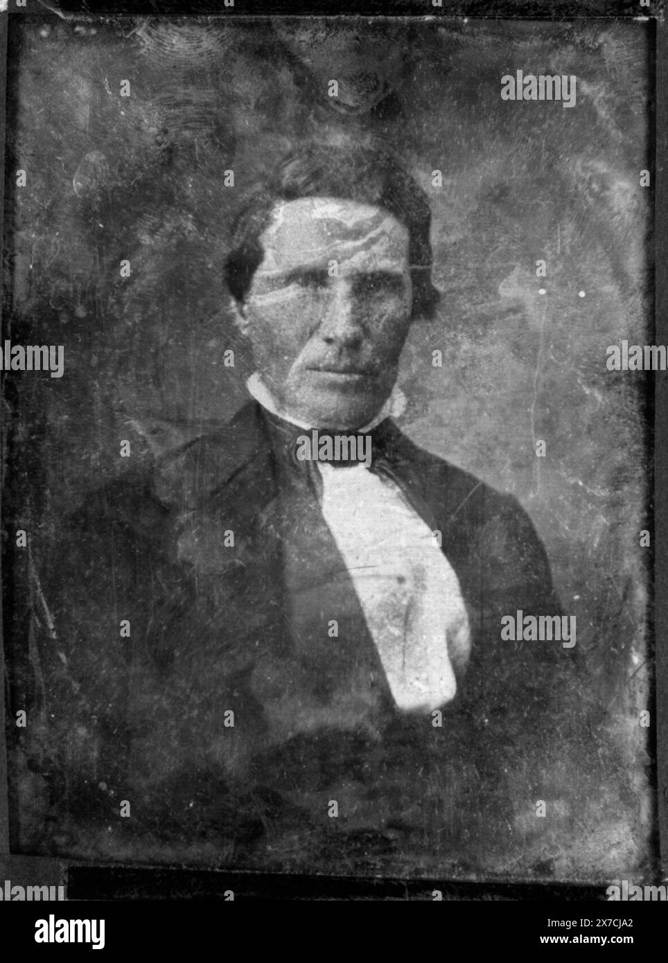 Alexander William Doniphan, Kopf-und-Schultern-Porträt, nach vorne gerichtet, alternative Identifizierung: Oberst Donathan (Kat. 5)., auf der Rückseite der Platte gekratzt: 124; Oberst Donophan., Transfer; U.S. war College; 1920; (DLC/PP-1920:46153)., ist Teil von: Daguerreotype Collection , produziert von Mathew Brady's Studio. Doniphan, Alexander William. Stockfoto