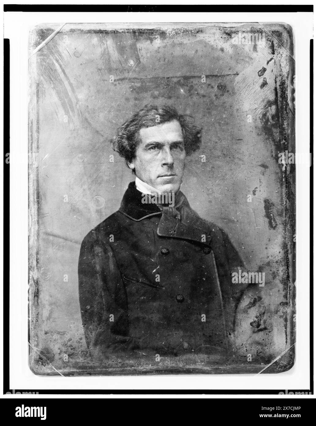 Washington Hunt, halblanges Porträt, leicht nach rechts, Identifikation aus dem Stich von A.H. Ritchie, Dagpe. Von Brady., Kratzer auf der Rückseite der Platte: 17., Hallmark: [paschal Lamb] A. Gaudin 40()., Transfer; U.S. war College; 1920; (DLC/PP-1920:46153)., ist Teil von: Daguerreotype Collection , produziert von Mathew Bradys Studio. Hunt, Washington, 1811-1867. Stockfoto