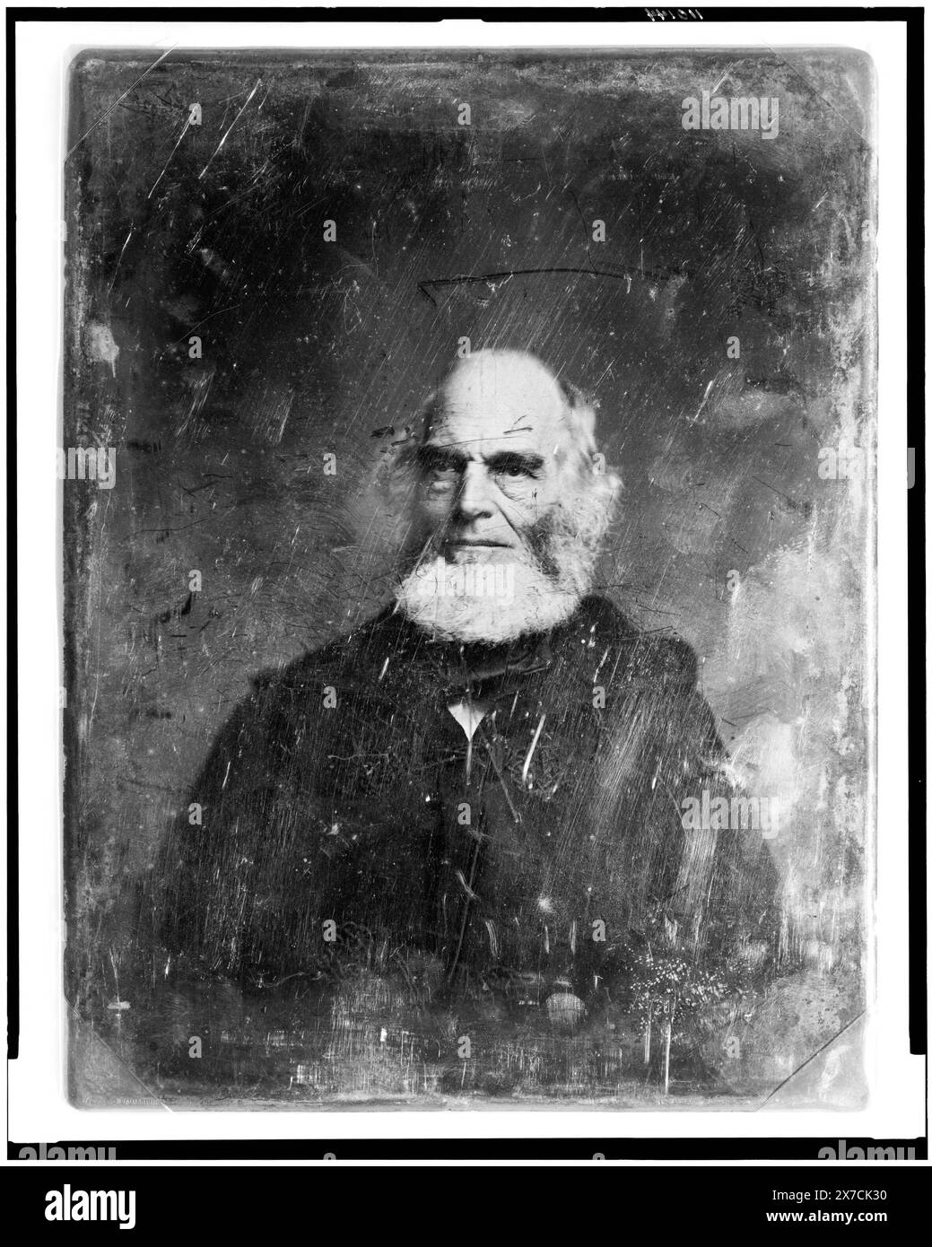 William Cullen Bryant, Kopf-und-Schultern-Porträt, leicht nach links gerichtet, Hallmark: Rinhart 9., Kauf; Alice H. Cox and Mary H. Evans; 1954., ist Teil von: Brady-Handy Collection , ist Teil von: Daguerreotype Collection , produziert von Mathew Bradys Studio. Bryant, William Cullen, 1794-1878. Stockfoto