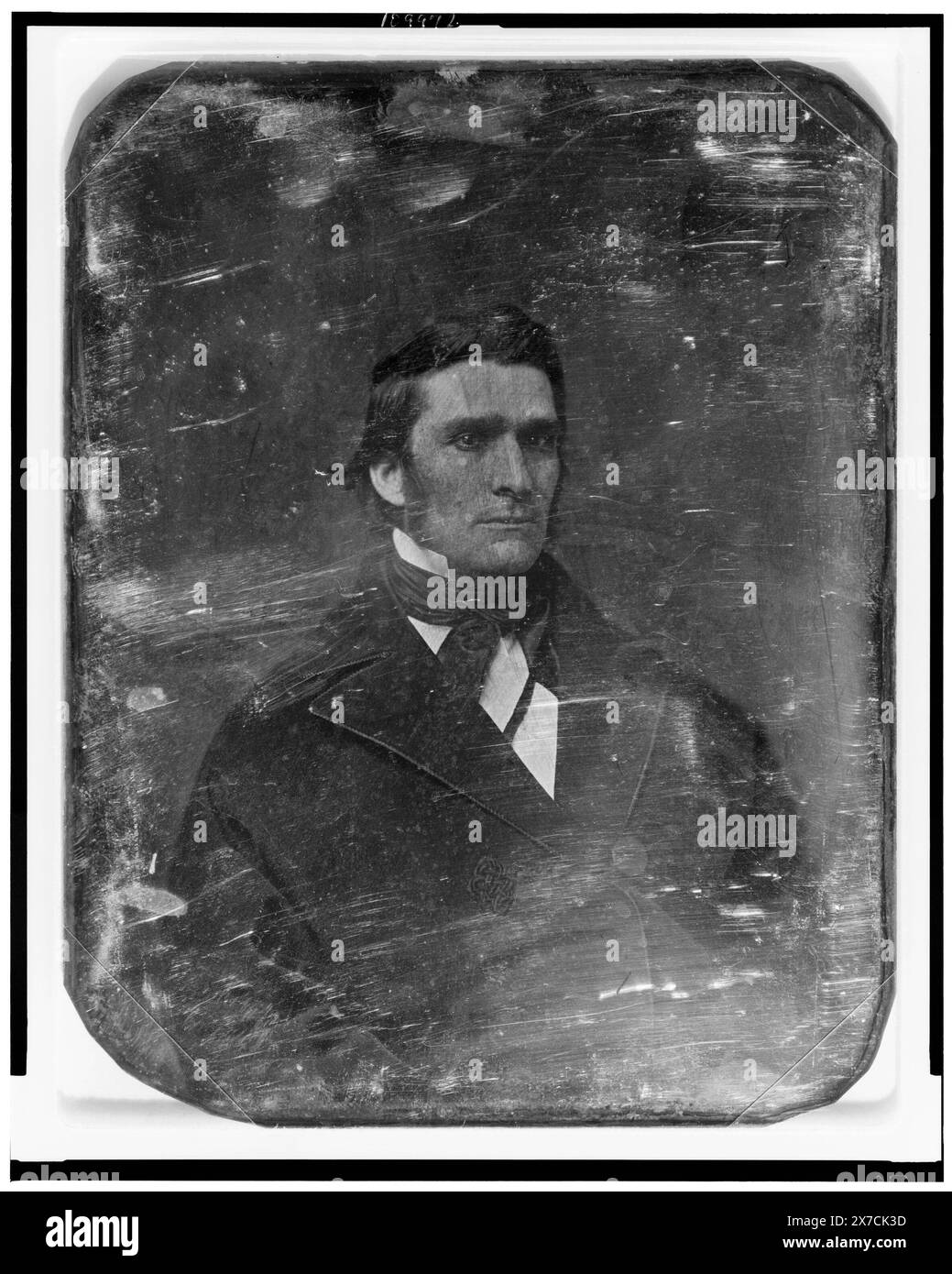 Erastus Brooks, Kopf-und-Schultern-Porträt, Dreiviertel rechts, Ausweis aus: Ballous bildlicher Salon-Begleiter, 10. Januar 1857, S. 28. zerkratzt auf der Rückseite der Platte: 159. Geschrieben in Bleistift auf der Rückseite der Platte: 74., Ecken abgerundet., Transfer; U.S. war College; 1920; (DLC/PP-1920:46153)., ist Teil von: Daguerreotype Collection , produziert von Mathew Brady's Studio. Brooks, Erastus, 1815-1886. Stockfoto