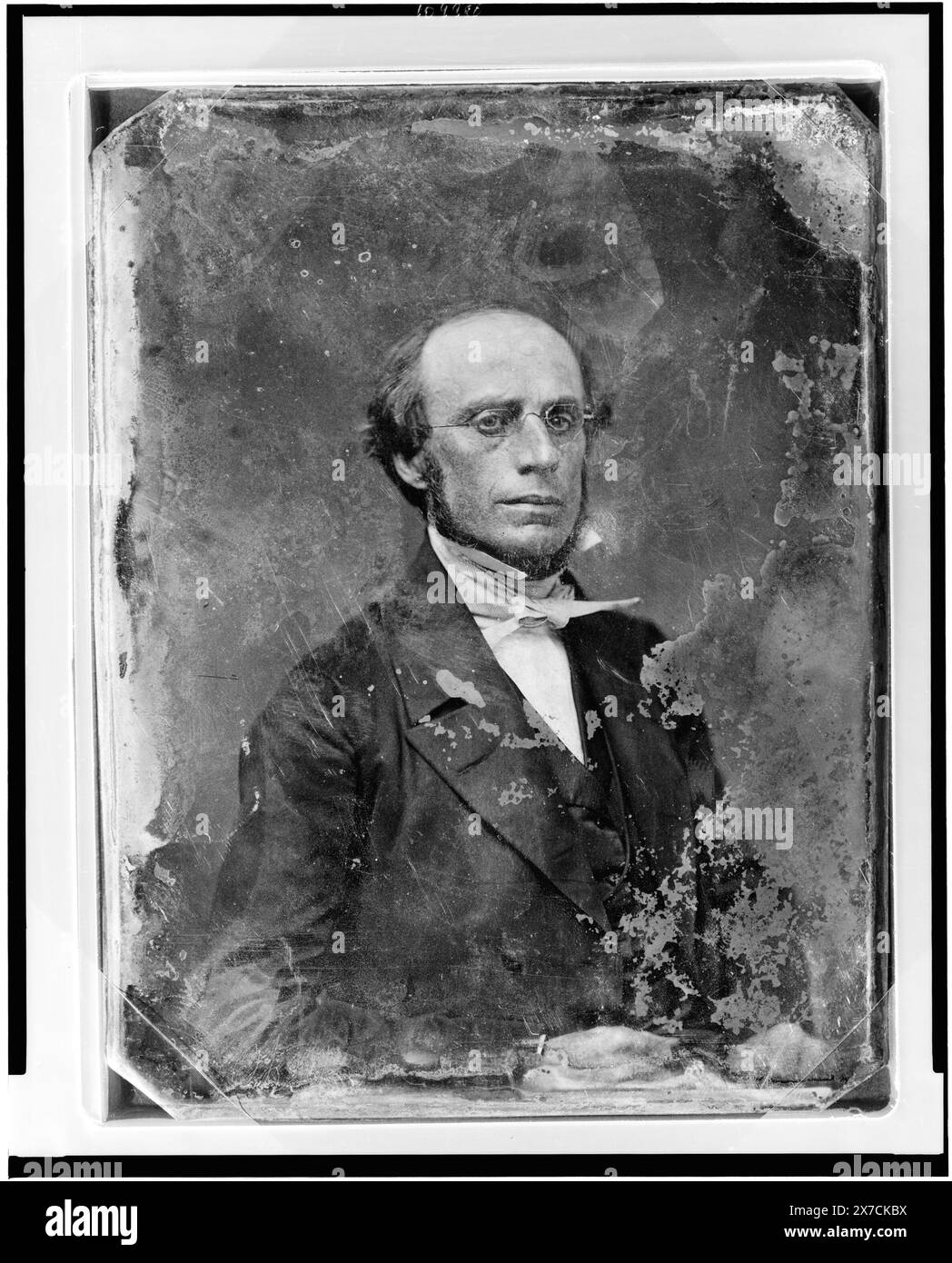 Charles Edwin West, Kopf-und-Schultern-Porträt, nach vorne gerichtet, auf Platte gekratzt: 4; West. Kratzer auf der Rückseite der Platte: 168; West, Rutgers Ins.. New York., Transfer; U.S. war College; 1920. (DLC/PP-1920:46153)., ist Teil von: Daguerreotype Collection , produziert von Mathew Brady's Studio. West, Charles Edwin, 1809-1900. Stockfoto