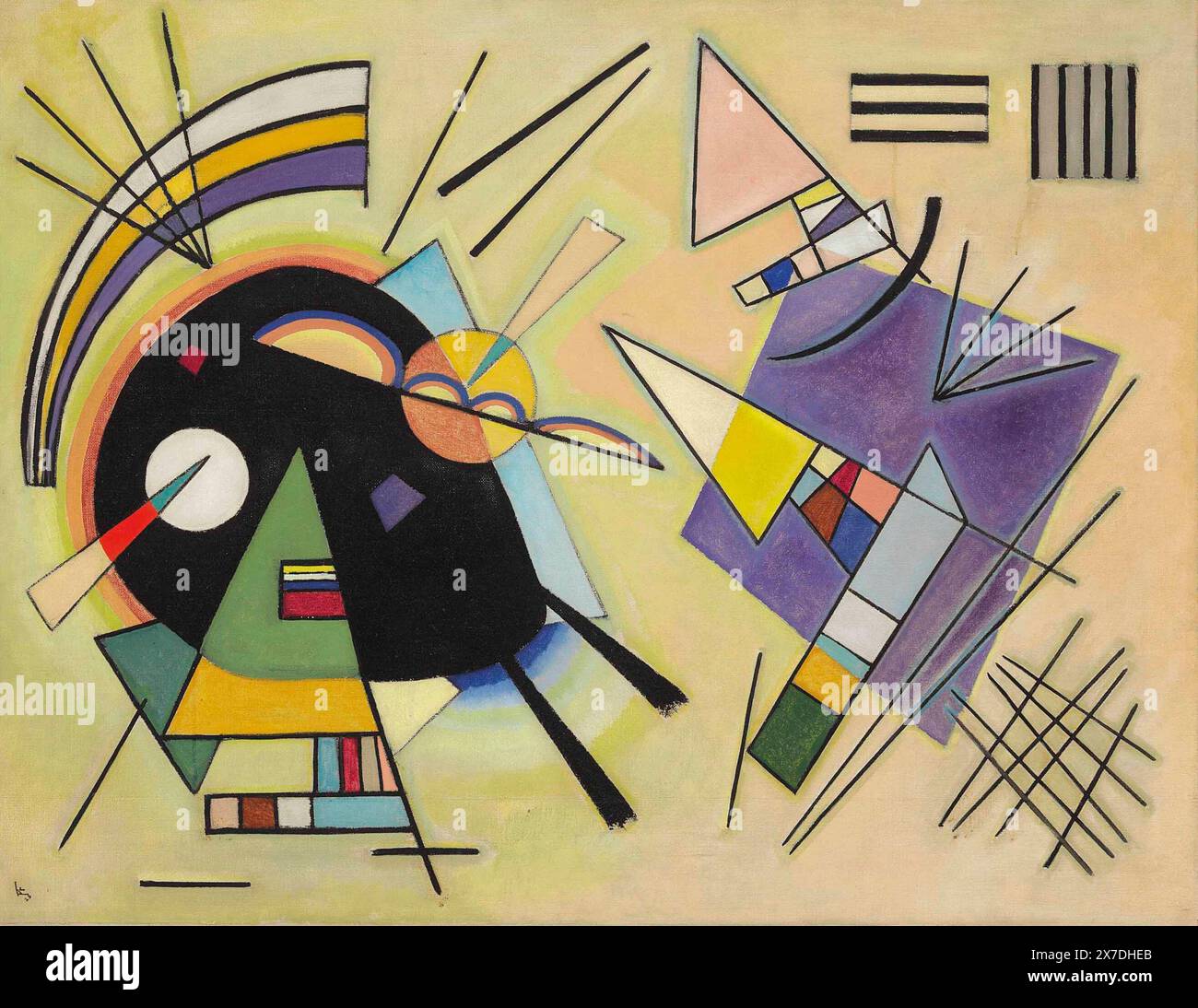 Schwarz und Violett, abstrakte Malerei des russischen Malers Wassily Kandinsky. 1923 Stockfoto