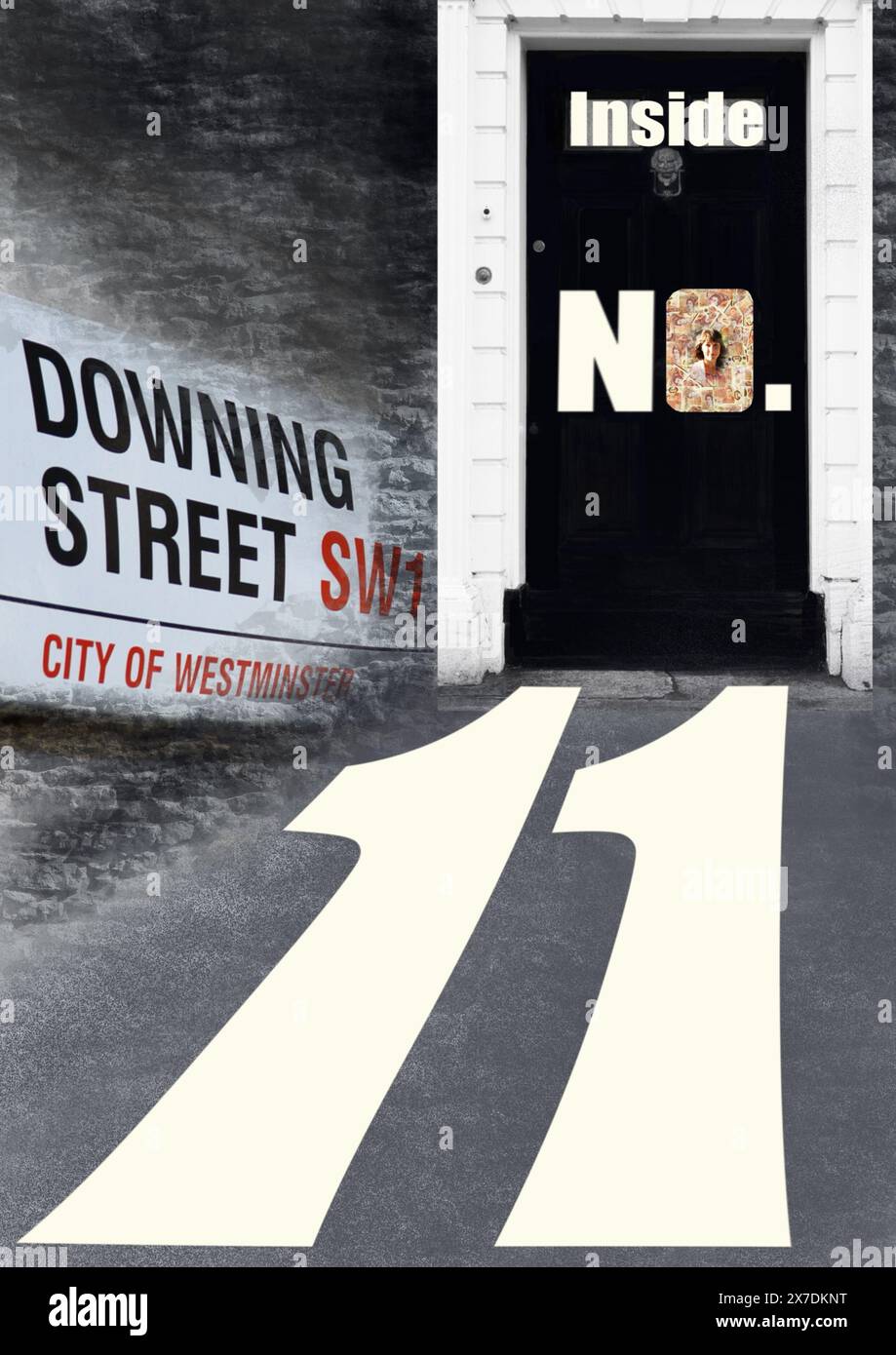 Kanzler in Nummer 11. Rachel Reeves. Downing Street. Whitehall. Westminster. Digitale Kunst. Stockfoto