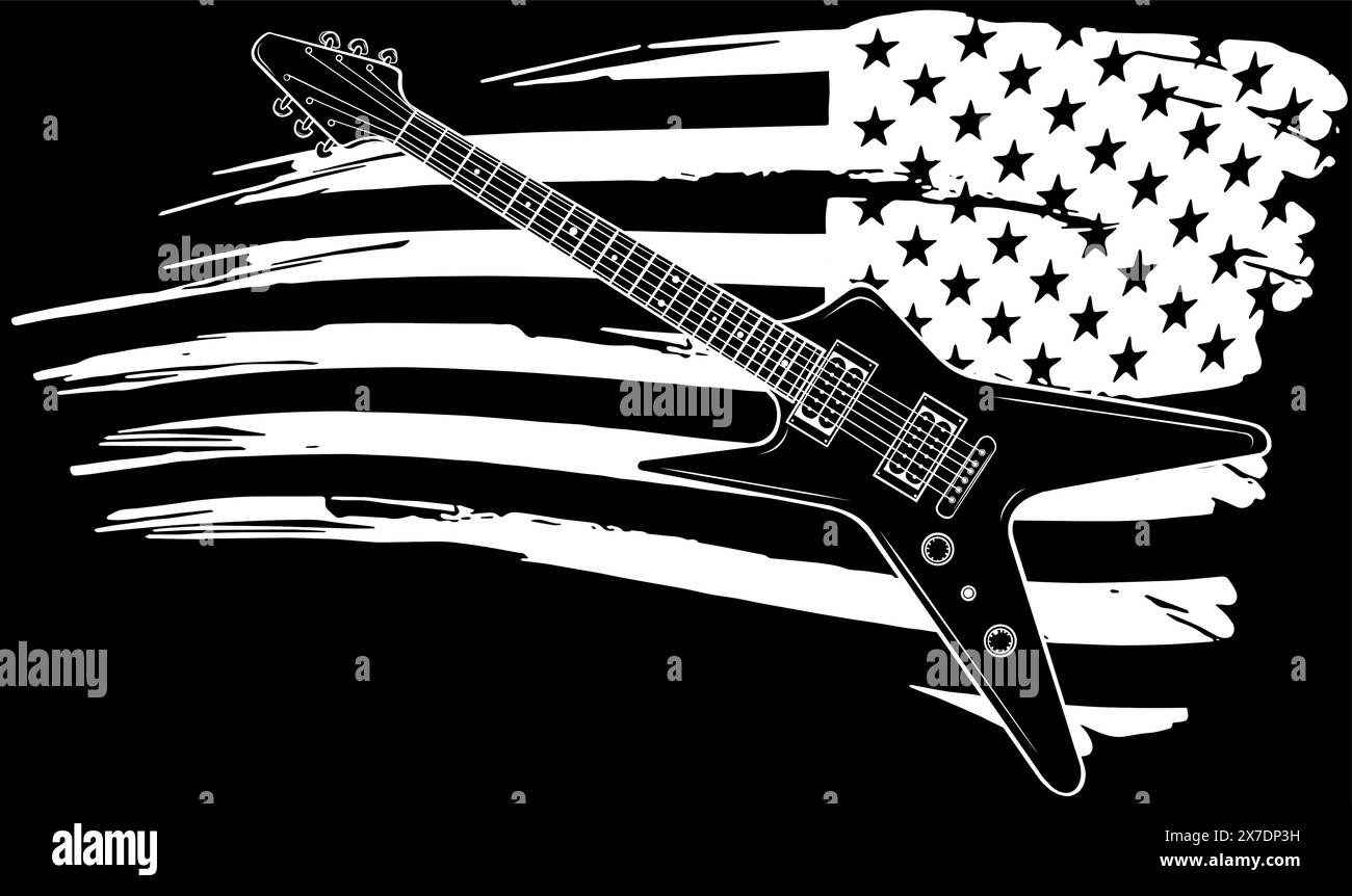 vektordarstellung der elektrischen Gitarrenlinienkunst Stock Vektor