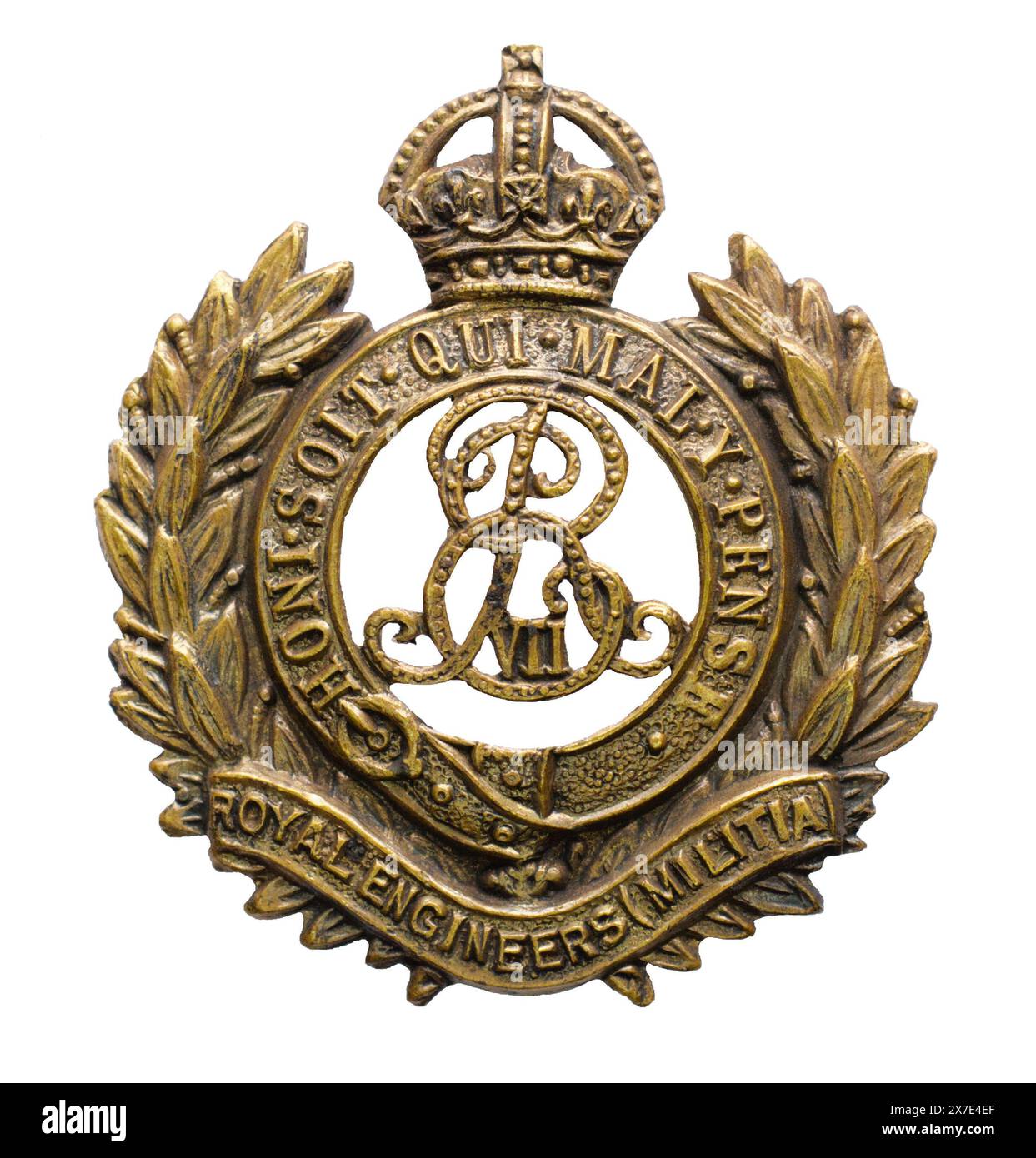 Ein Kappenabzeichen der Royal Engineers Militia um 1901 - 1910. Stockfoto